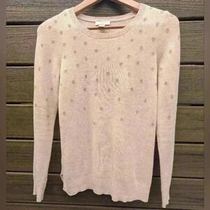 Loft Ann Taylor Pink Gold Polka Dot Pullover - XS like new